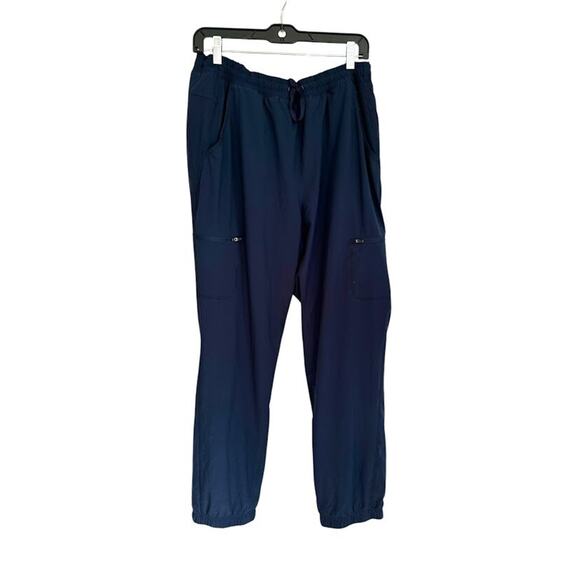 Eddie Bauer Pants Womens 14 Blue Fleece Plaid Lined Cargo Pockets Drawstring - Picture 1 of 11